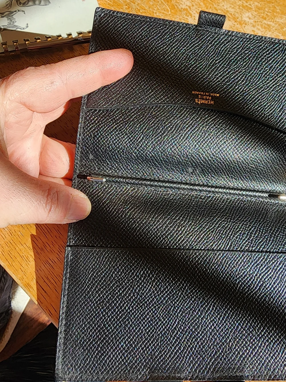 black leather Hermès agenda cover With COA